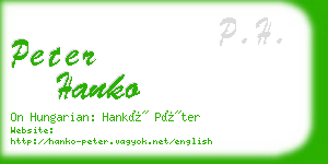 peter hanko business card